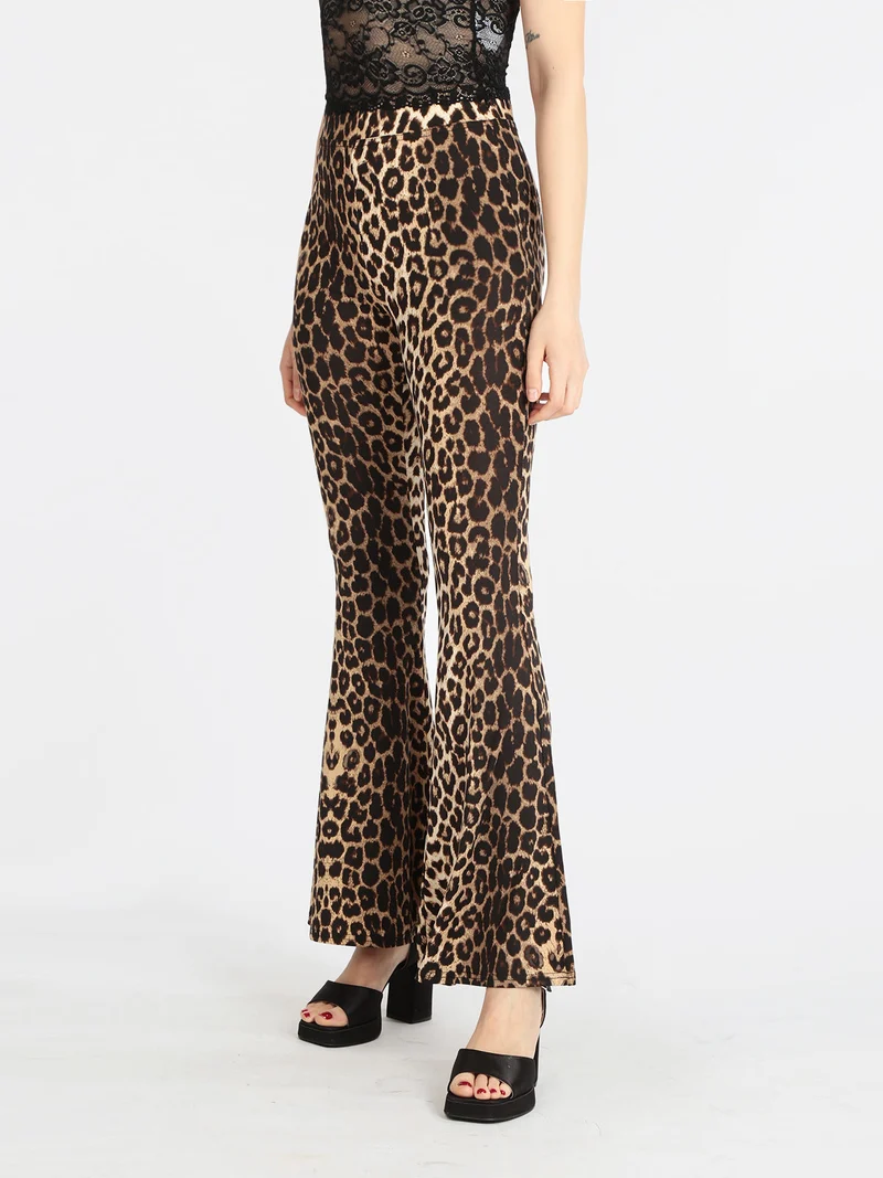 Pantaloni donna con gamba a zampa - multicolore