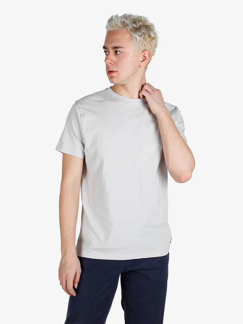 T-shirt girocollo da uomo in cotone - grigio chiaro