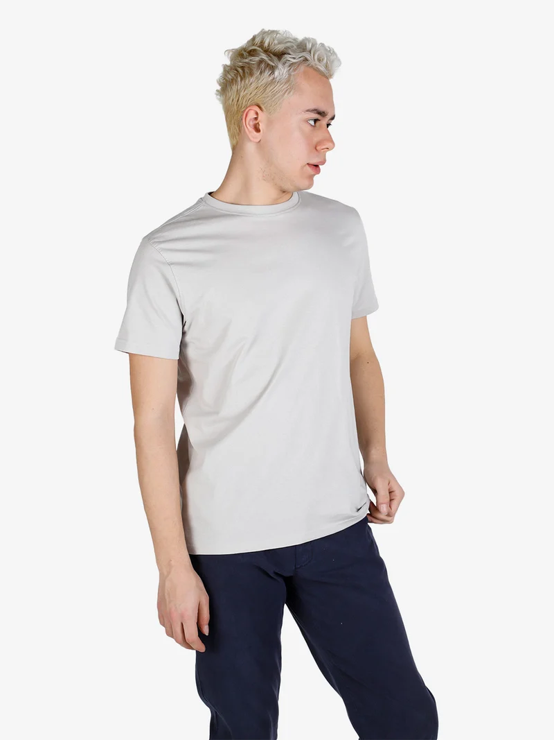 T-shirt girocollo da uomo in cotone - grigio chiaro