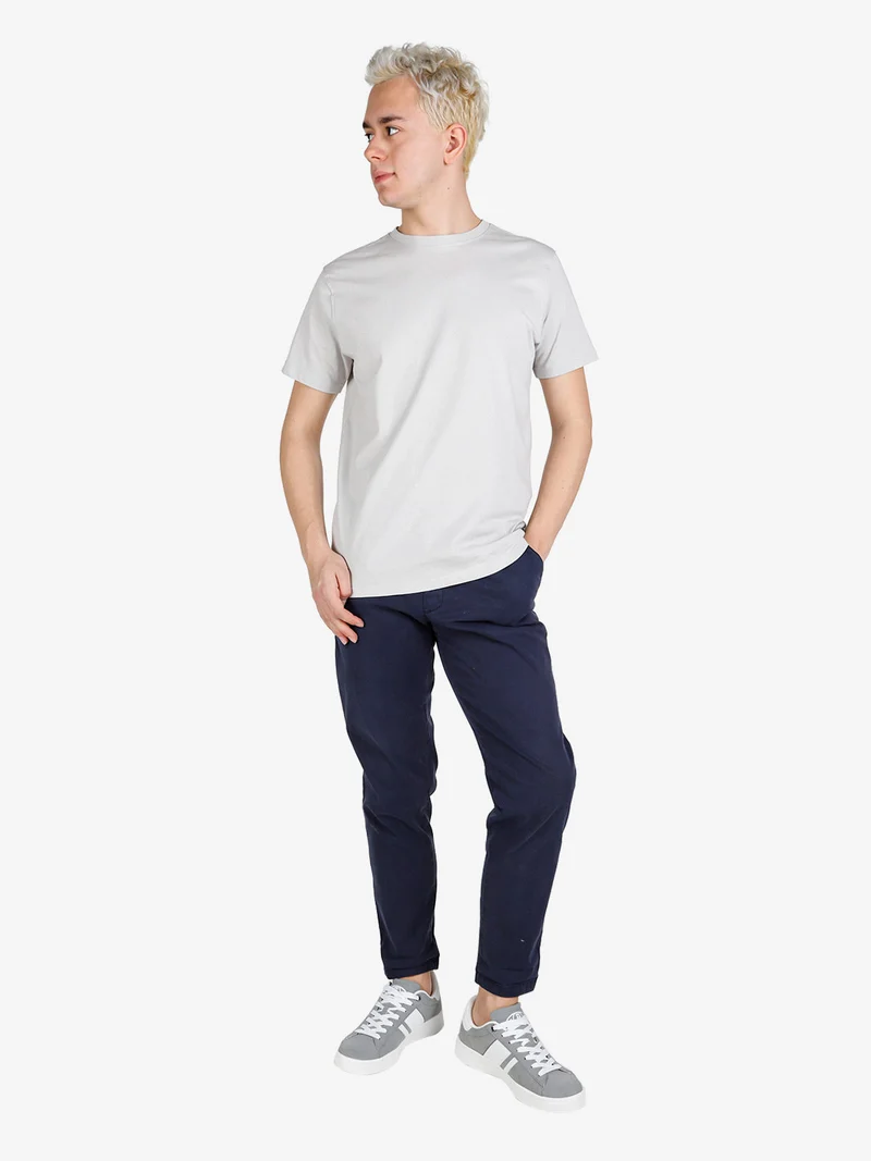 T-shirt girocollo da uomo in cotone - grigio chiaro