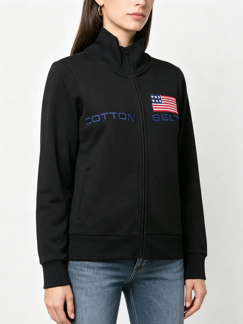 Felpa pesante da donna con zip - nero