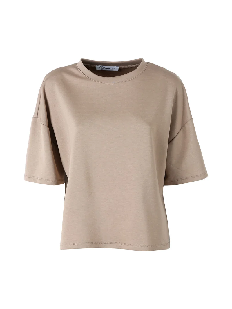 T-shirt donna oversize in felpa - marrone