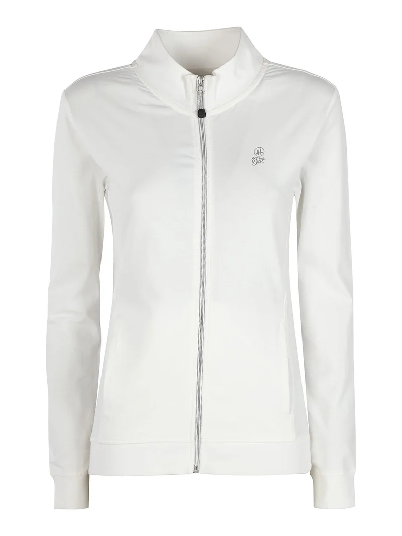 Felpa donna in cotone con zip - bianco