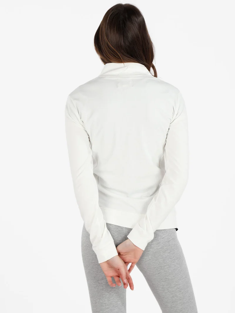 Felpa donna in cotone con zip - bianco
