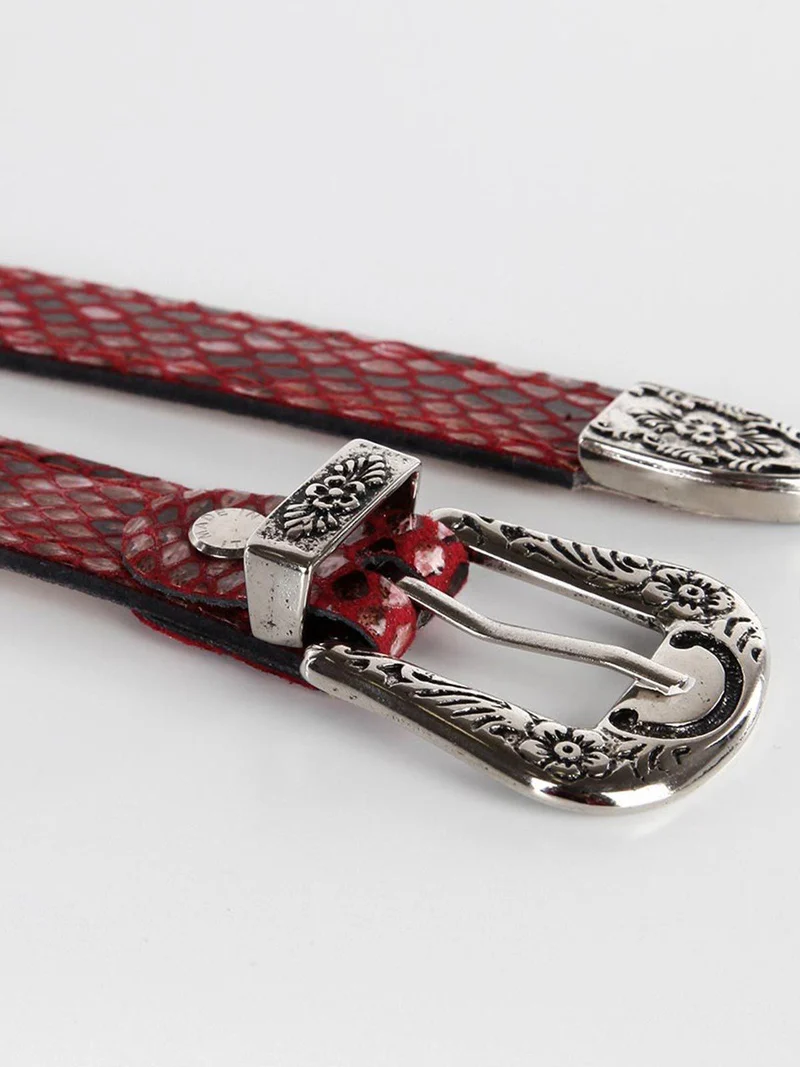 Cintura animalier sottile - rosso