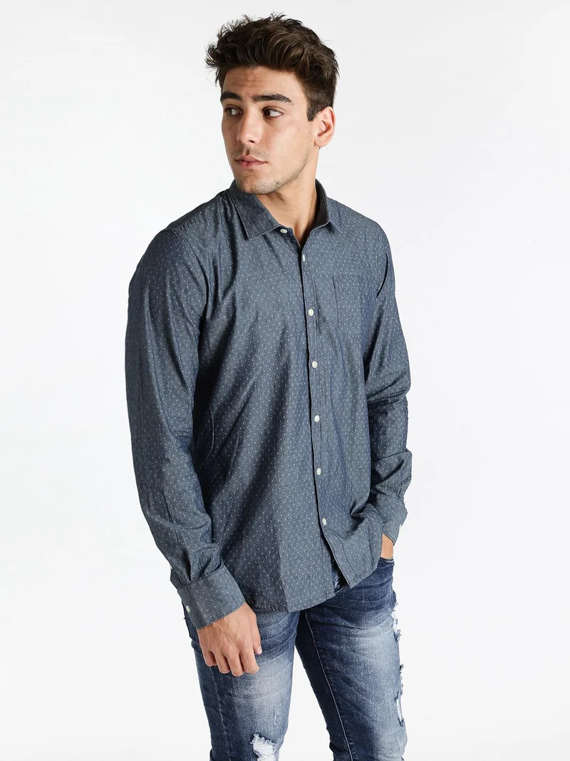 Camicia in cotone con taschino - jeans