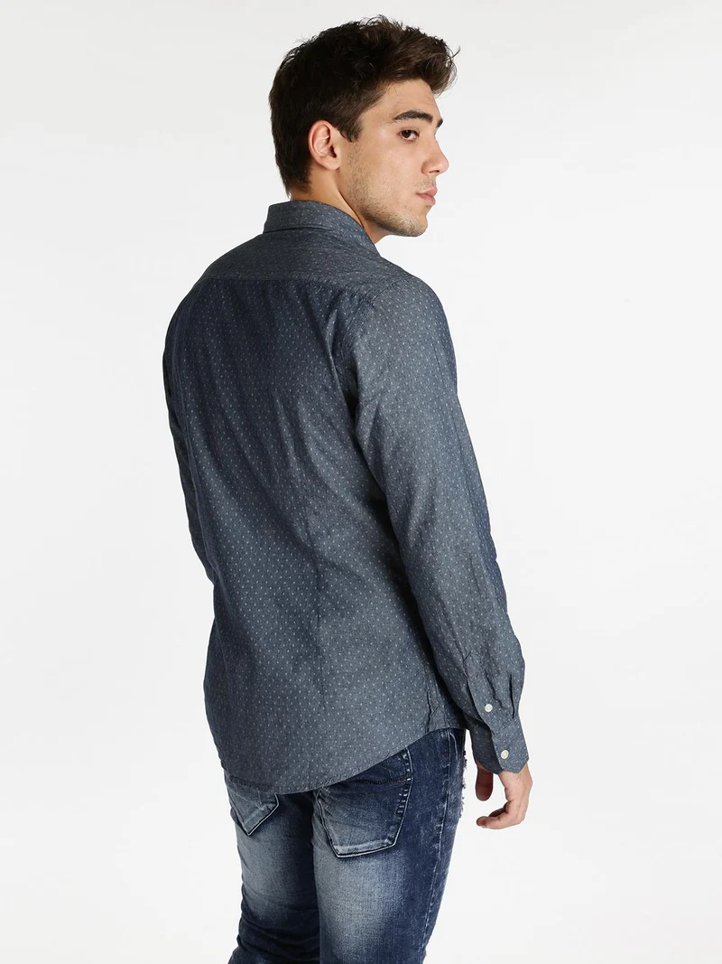 Camicia in cotone con taschino - jeans