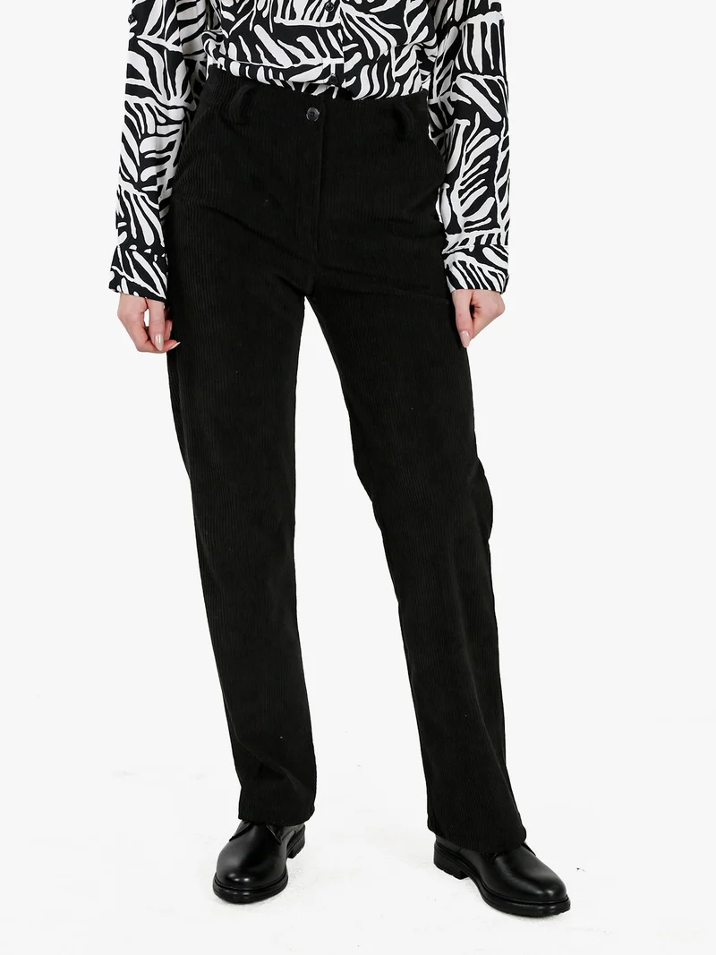 Pantaloni donna in velluto a coste - nero