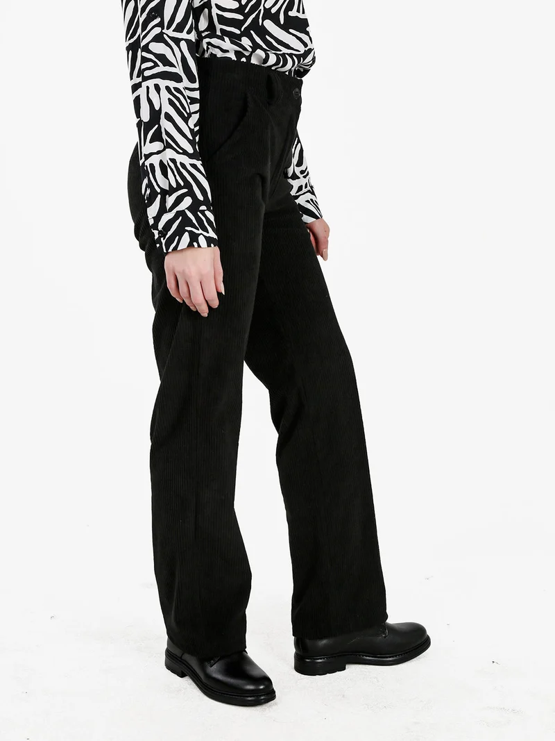 Pantaloni donna in velluto a coste - nero