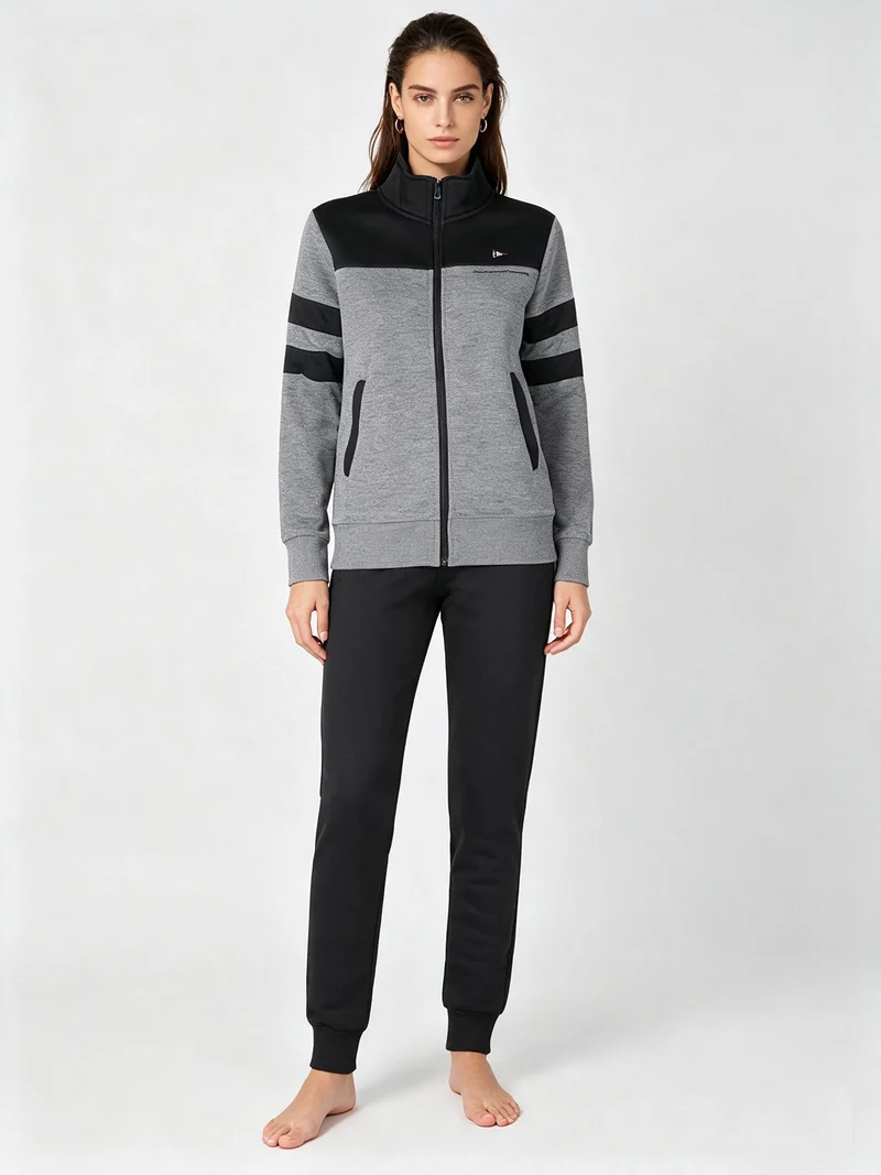 Tuta felpata 2 pezzi da donna full zip - grigio