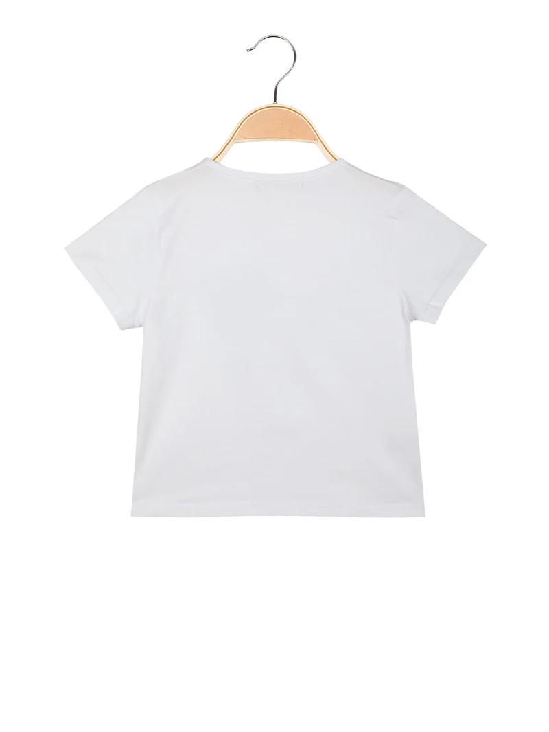 T-shirt da bambina con stampa e strass - bianco