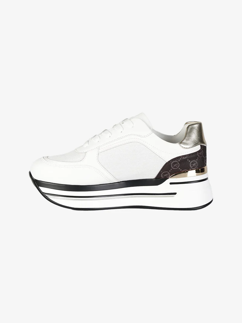 Sneakers donna lurex con platform - bianco