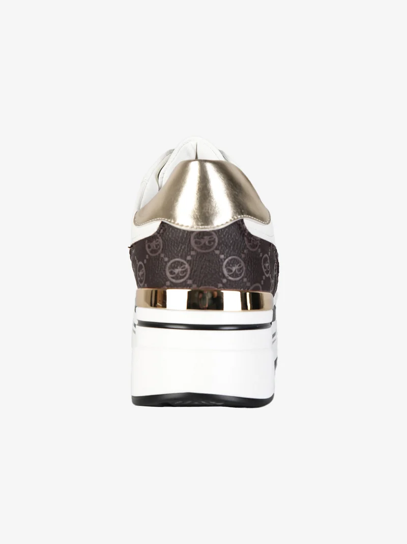 Sneakers donna lurex con platform - bianco