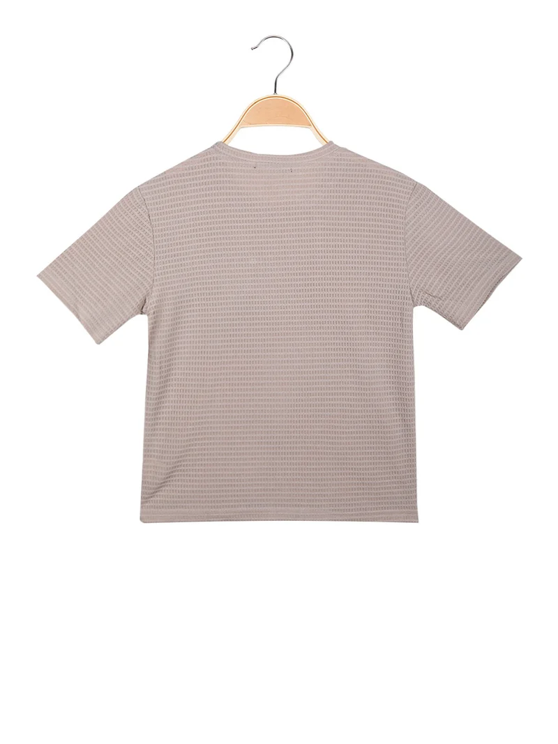 T-shirt da bambino con taschino a rete - khaki