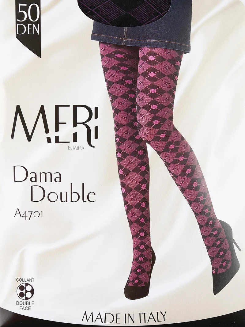 Collant double face ricamo scozzese - viola