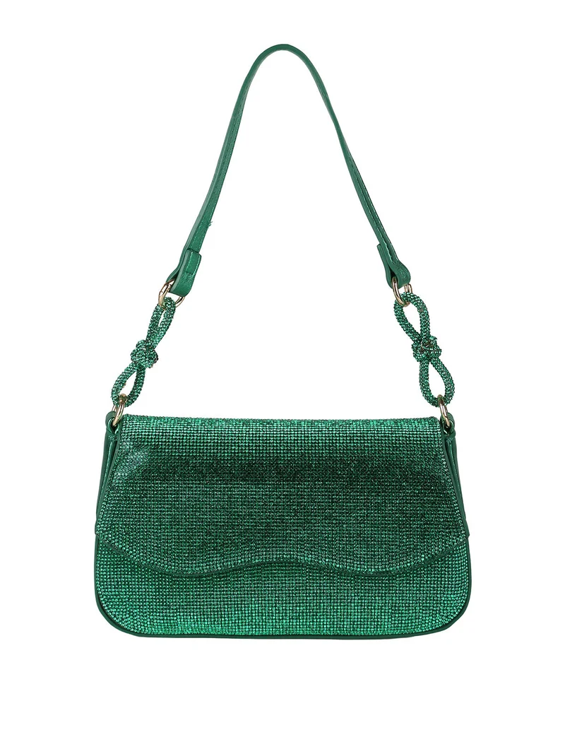 Borsa donna rigida con strass - verde