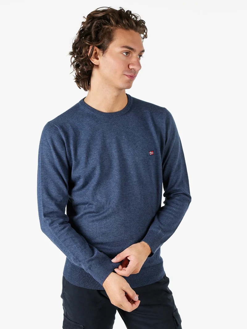 Pullover girocollo da uomo in maglia - jeans