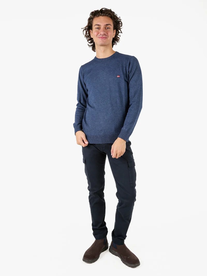 Pullover girocollo da uomo in maglia - jeans