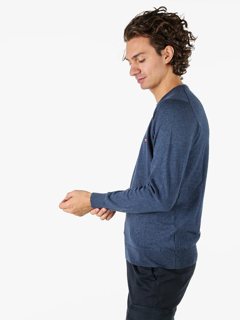 Pullover girocollo da uomo in maglia - jeans