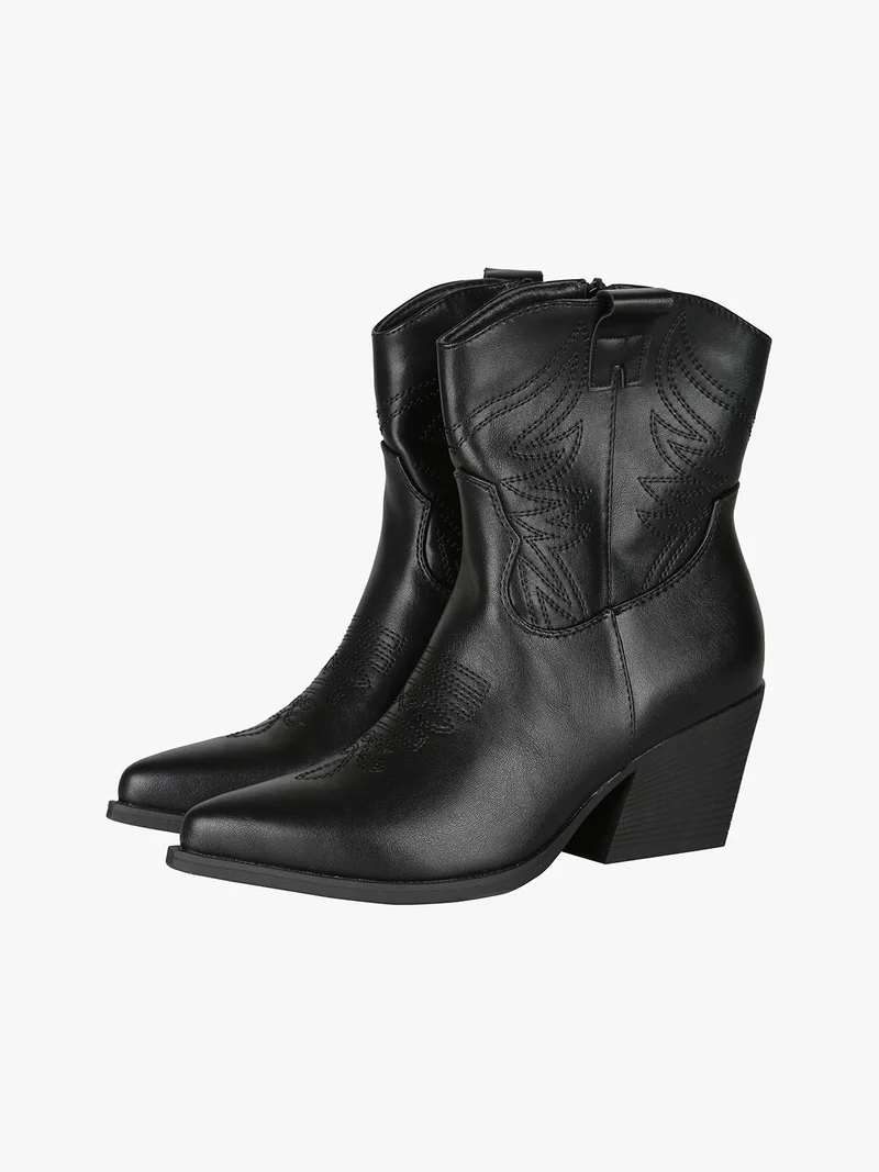 Stivaletti donna texani con ricami - nero
