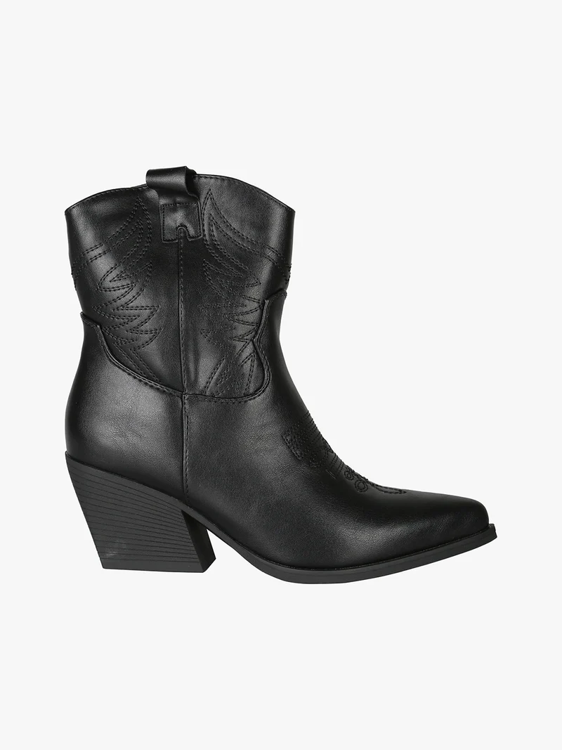 Stivaletti donna texani con ricami - nero