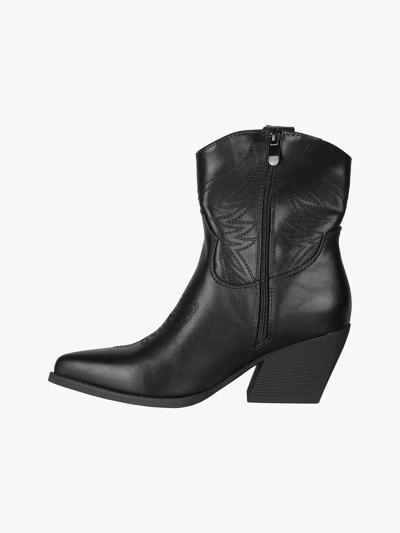 Stivaletti donna texani con ricami - nero