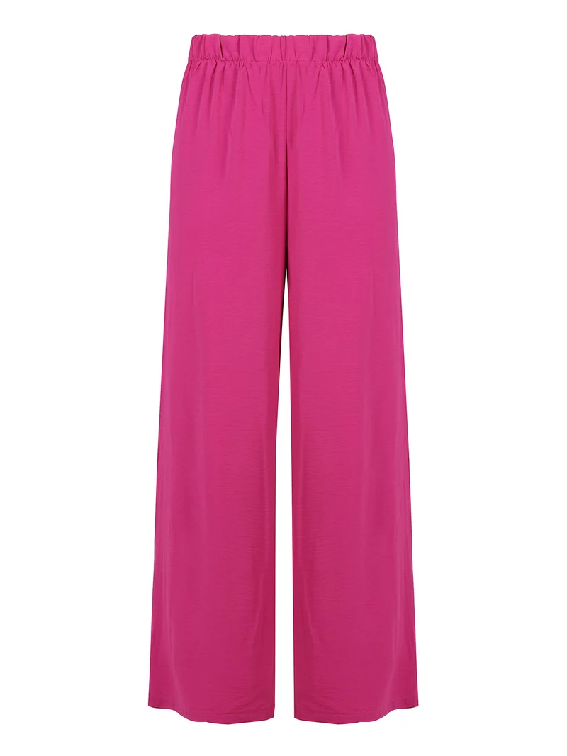 Pantaloni leggeri da donna a gamba larga - fucsia