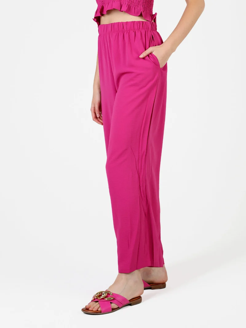 Pantaloni leggeri da donna a gamba larga - fucsia