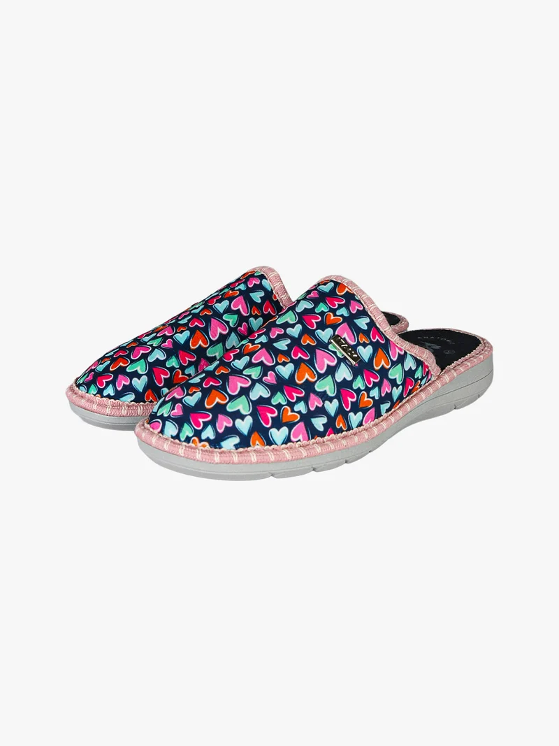 Pantofole donna invernali stampa cuori - multicolore