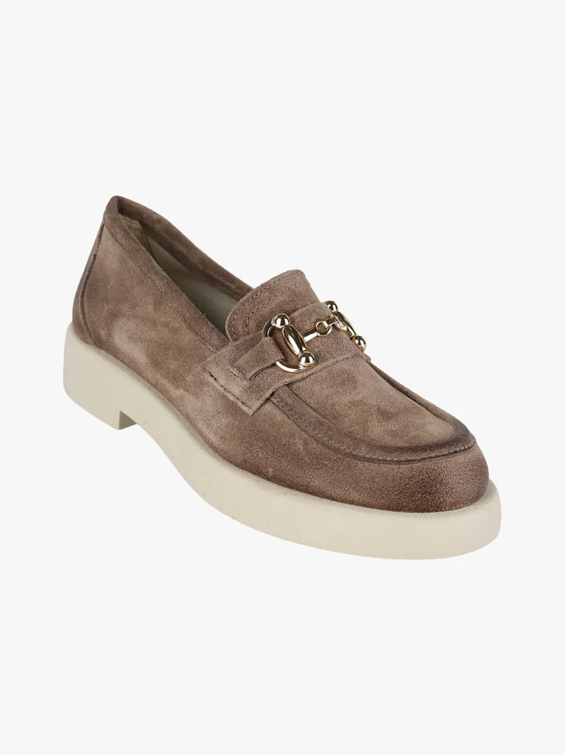 Mocassini in pelle scamosciata donna - taupe