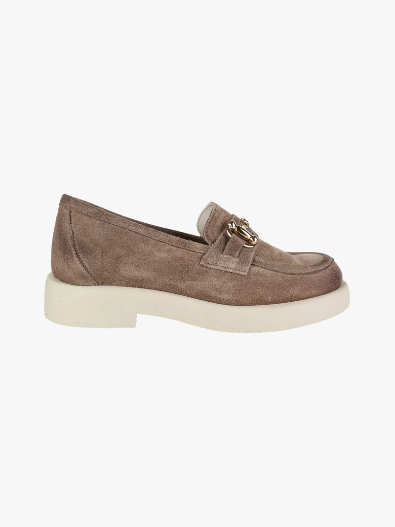 Mocassini in pelle scamosciata donna - taupe