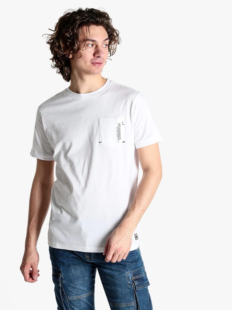 T-shirt da uomo in cotone con taschino - bianco
