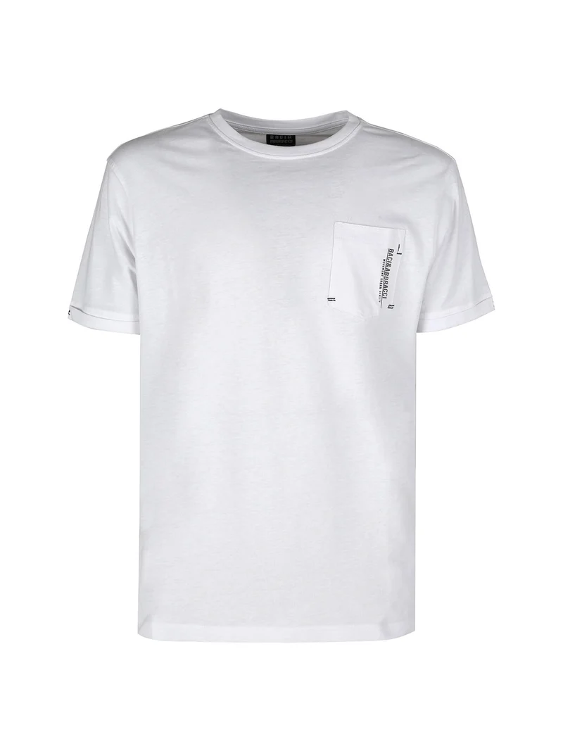 T-shirt da uomo in cotone con taschino - bianco