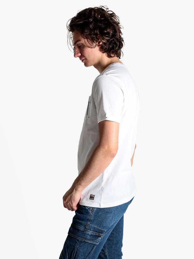 T-shirt da uomo in cotone con taschino - bianco