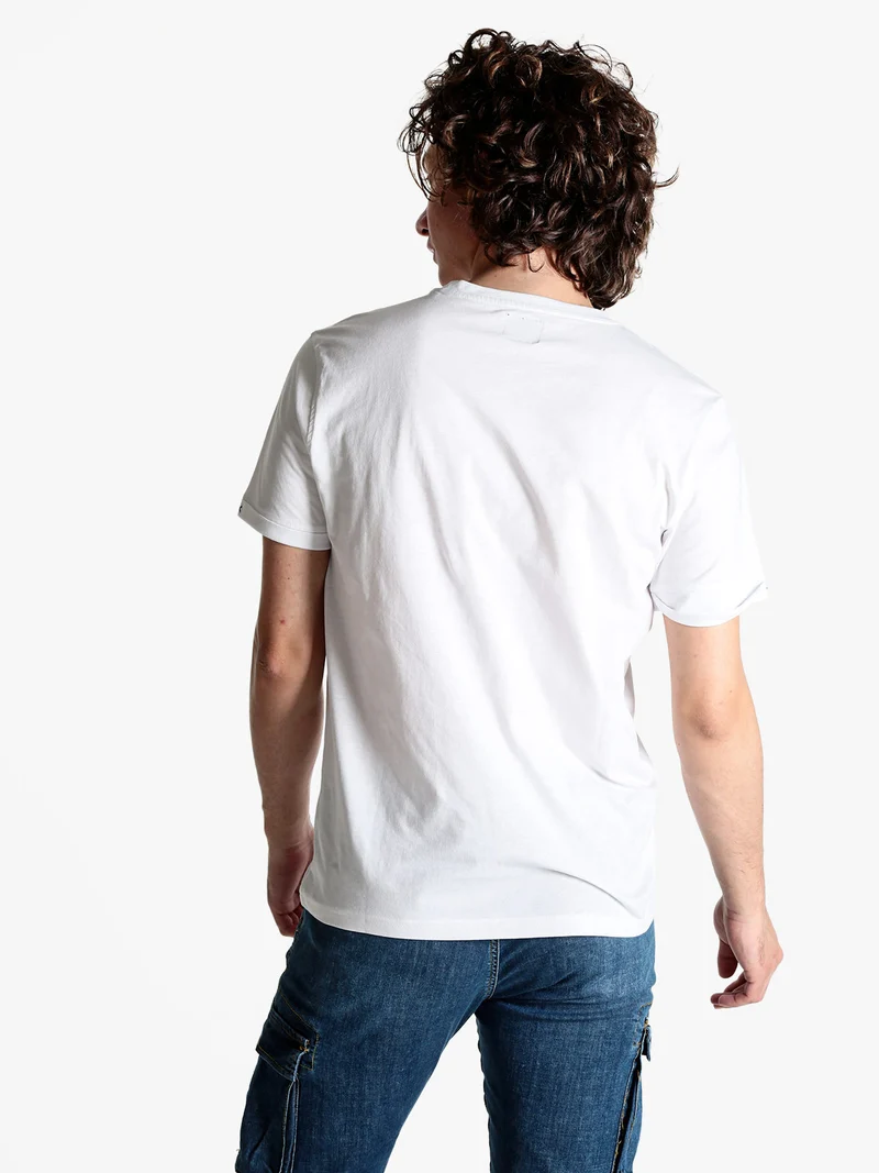 T-shirt da uomo in cotone con taschino - bianco