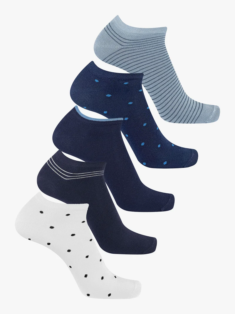 Confezione da 5 paia di calze corte da uomo in cotone - blu scuro