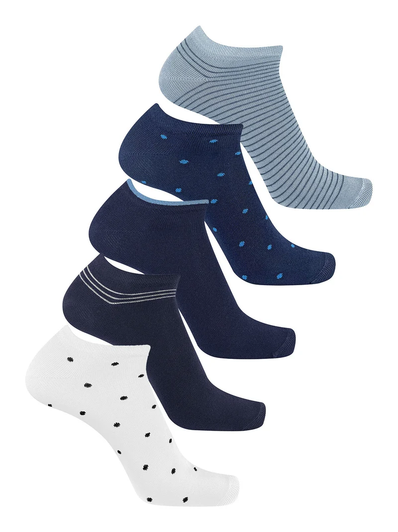 Confezione da 5 paia di calze corte da uomo in cotone - blu scuro