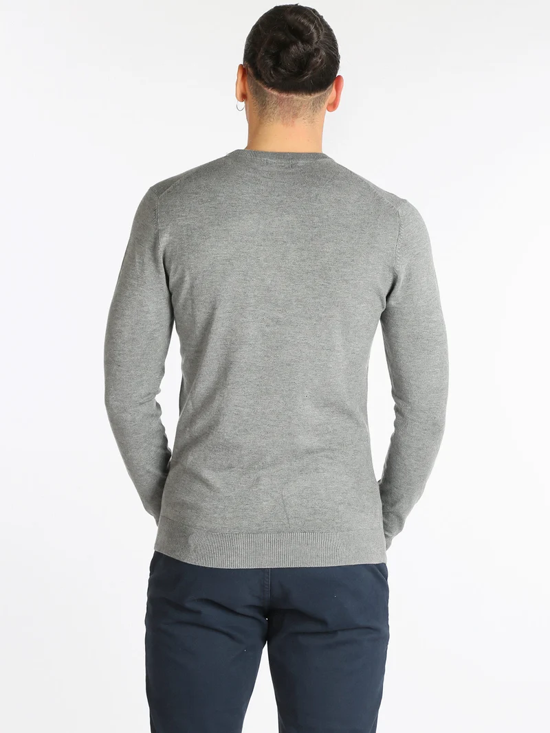 Pullover uomo girocollo in tinta unita - grigio