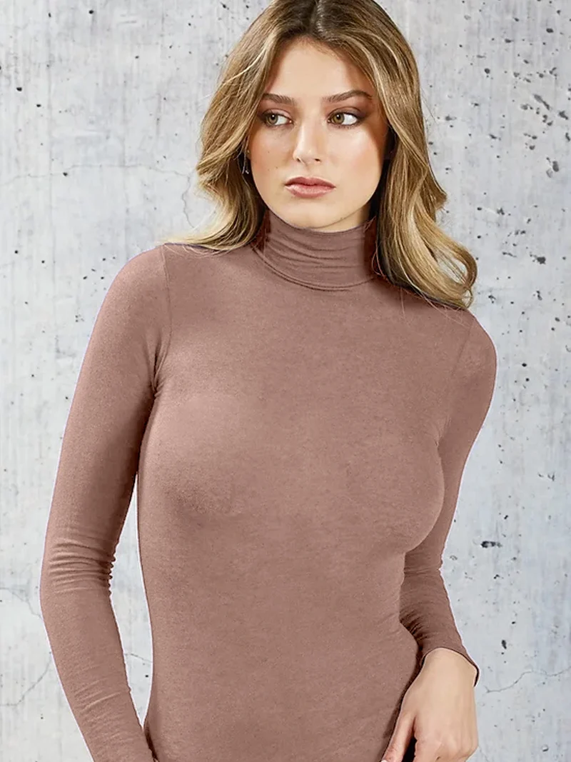Maglia a lupetto donna in cashmere ultra light - marrone