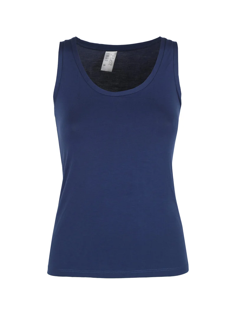 P0718M Top donna in bamboo a spalla larga - blu scuro