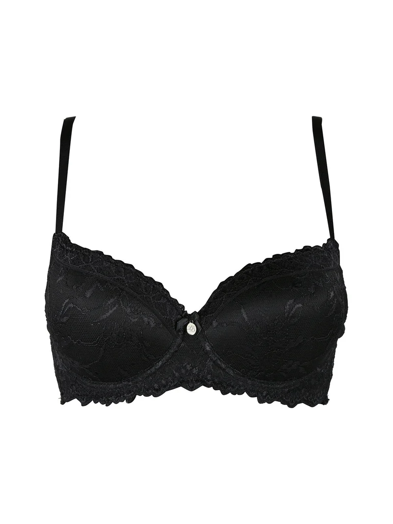 90620S Reggiseno push-up graduato con pizzo coppa B - nero