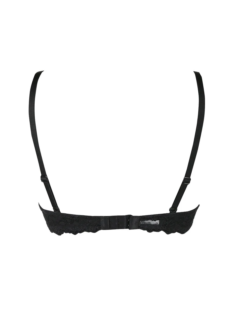 90620S Reggiseno push-up graduato con pizzo coppa B - nero