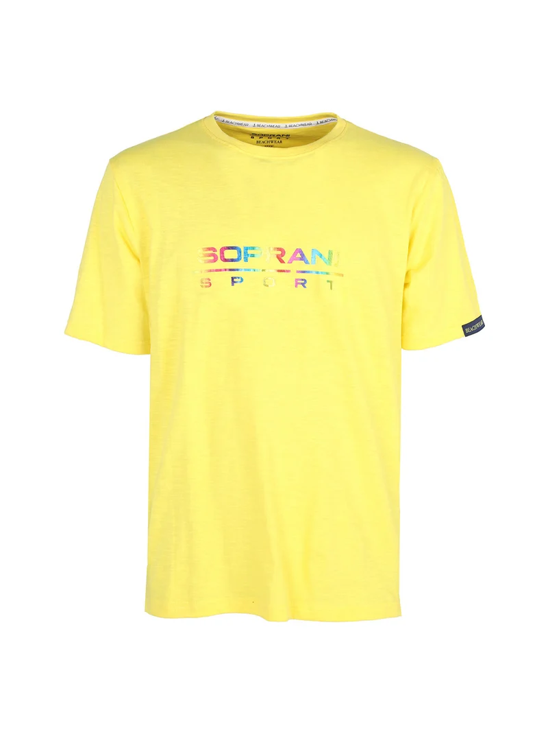 T-shirt girocollo da uomo in cotone - giallo