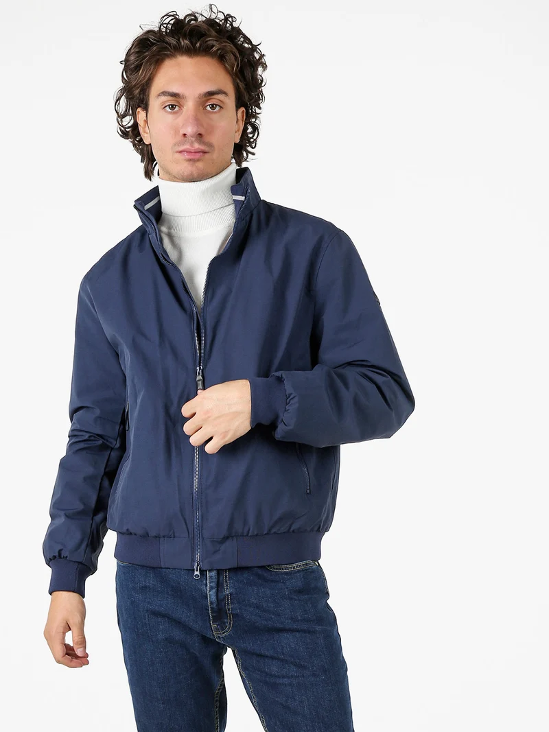 Giubbotto uomo con zip e interno in pile - blu scuro