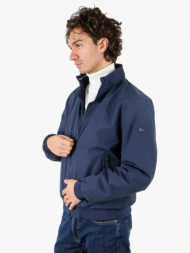 Giubbotto uomo con zip e interno in pile - blu scuro