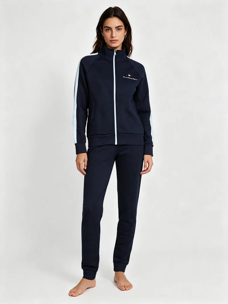 Tuta donna felpata 2 pezzi full zip - blu scuro