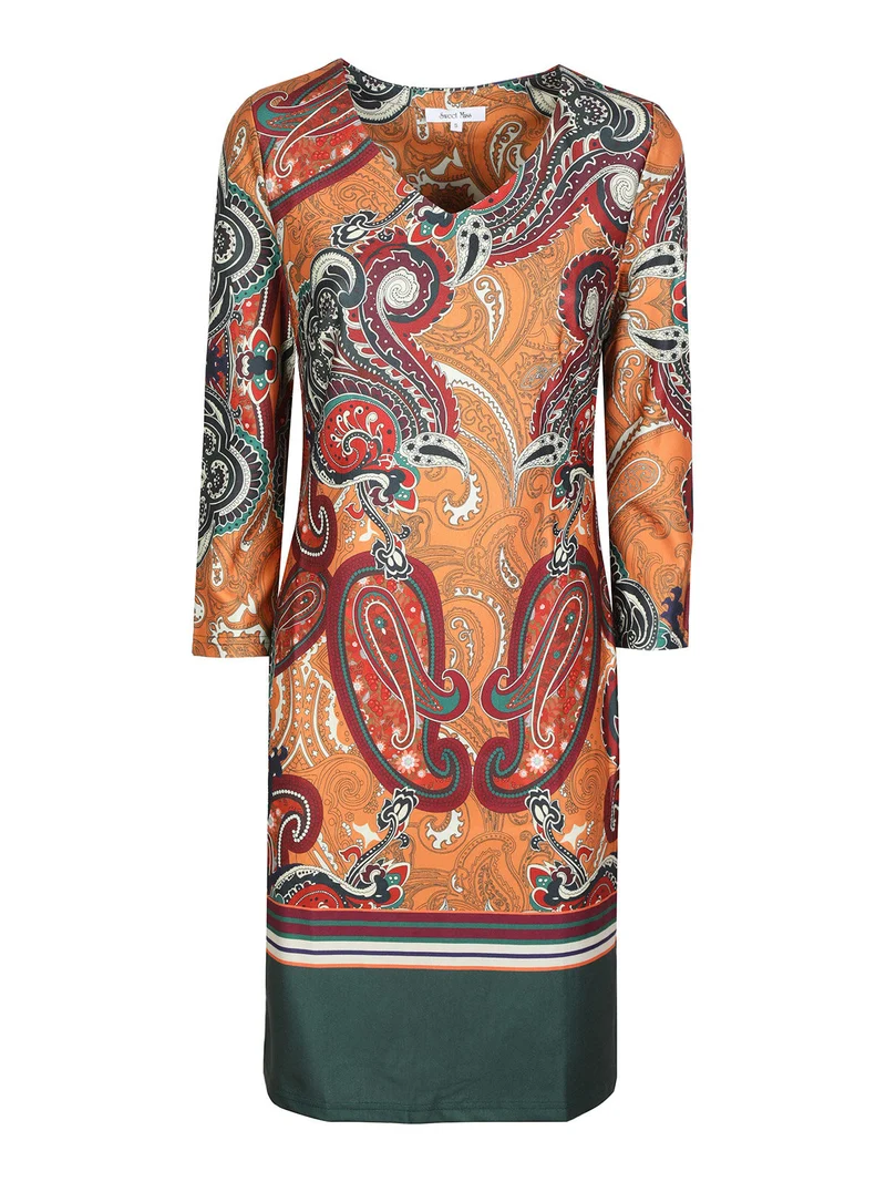 Vestito con stampa donna manica lunga - arancione