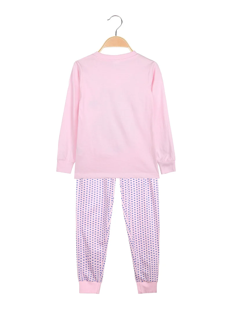 Pigiama lungo da bambina in cotone - rosa