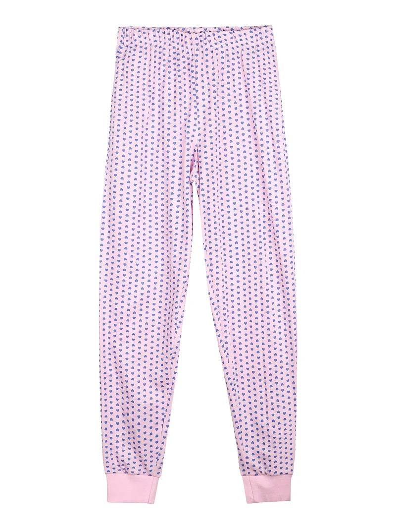 Pigiama lungo da bambina in cotone - rosa