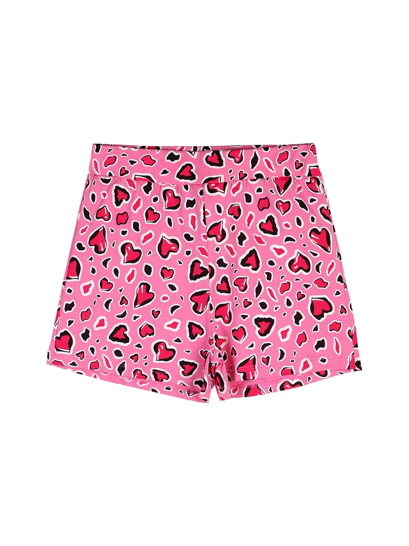 Completo corto da ragazza cuori con canotta e shorts - nero